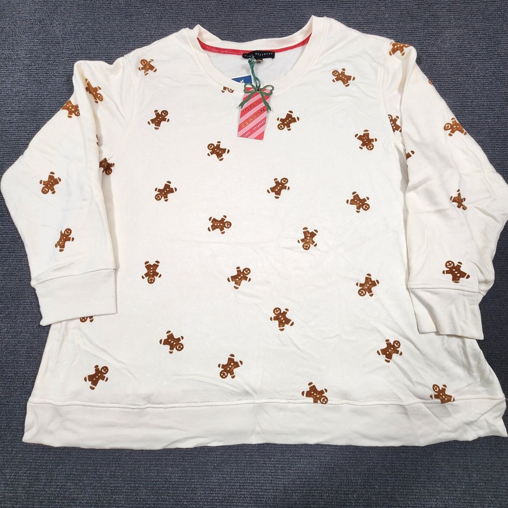 Jane + Delancey Sweatshirt Women 2X Cream Gingerbread Holiday Loungewear NWT